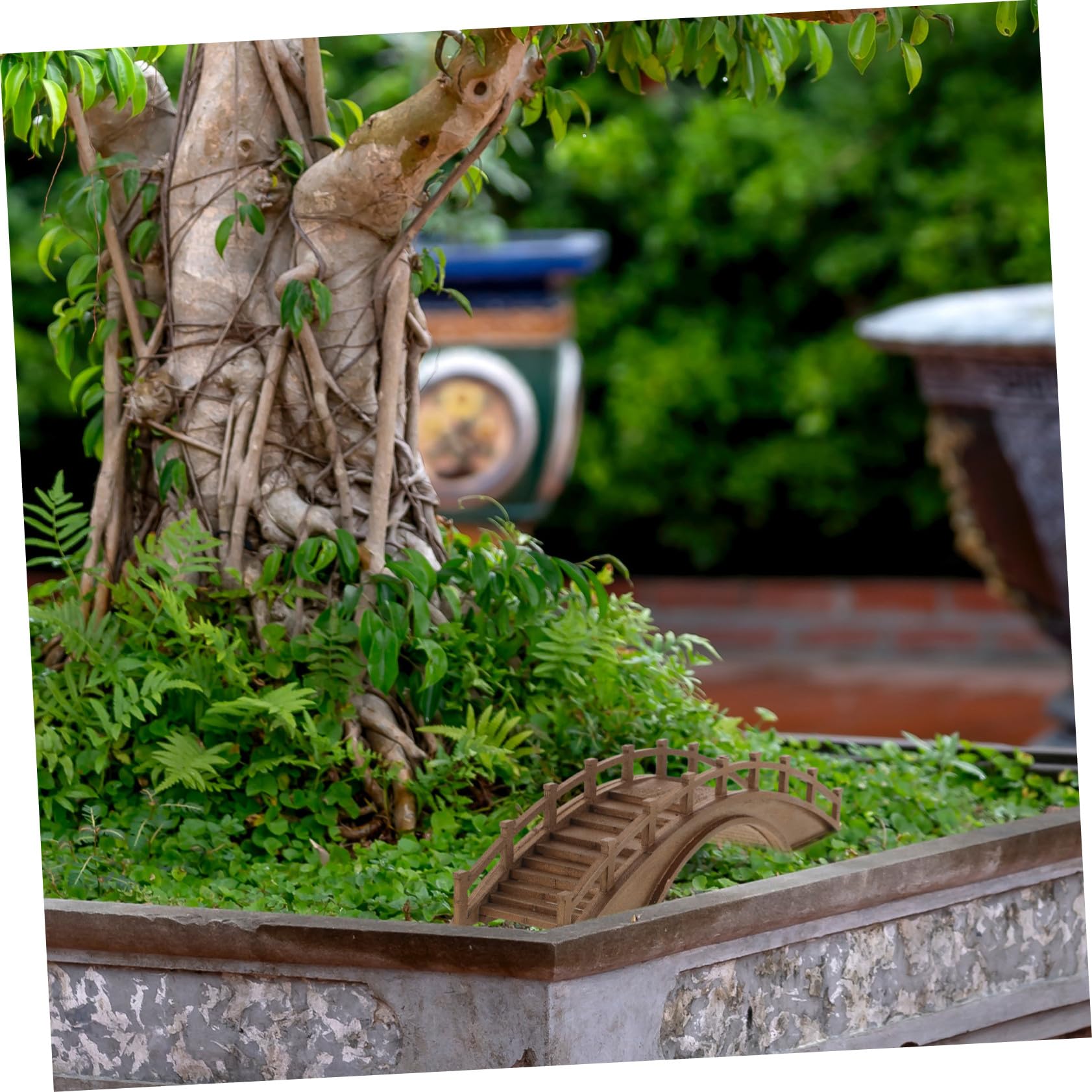 Mini pont en arc en bois pour maison de poupée : diorama de jardin féerique rustique - France