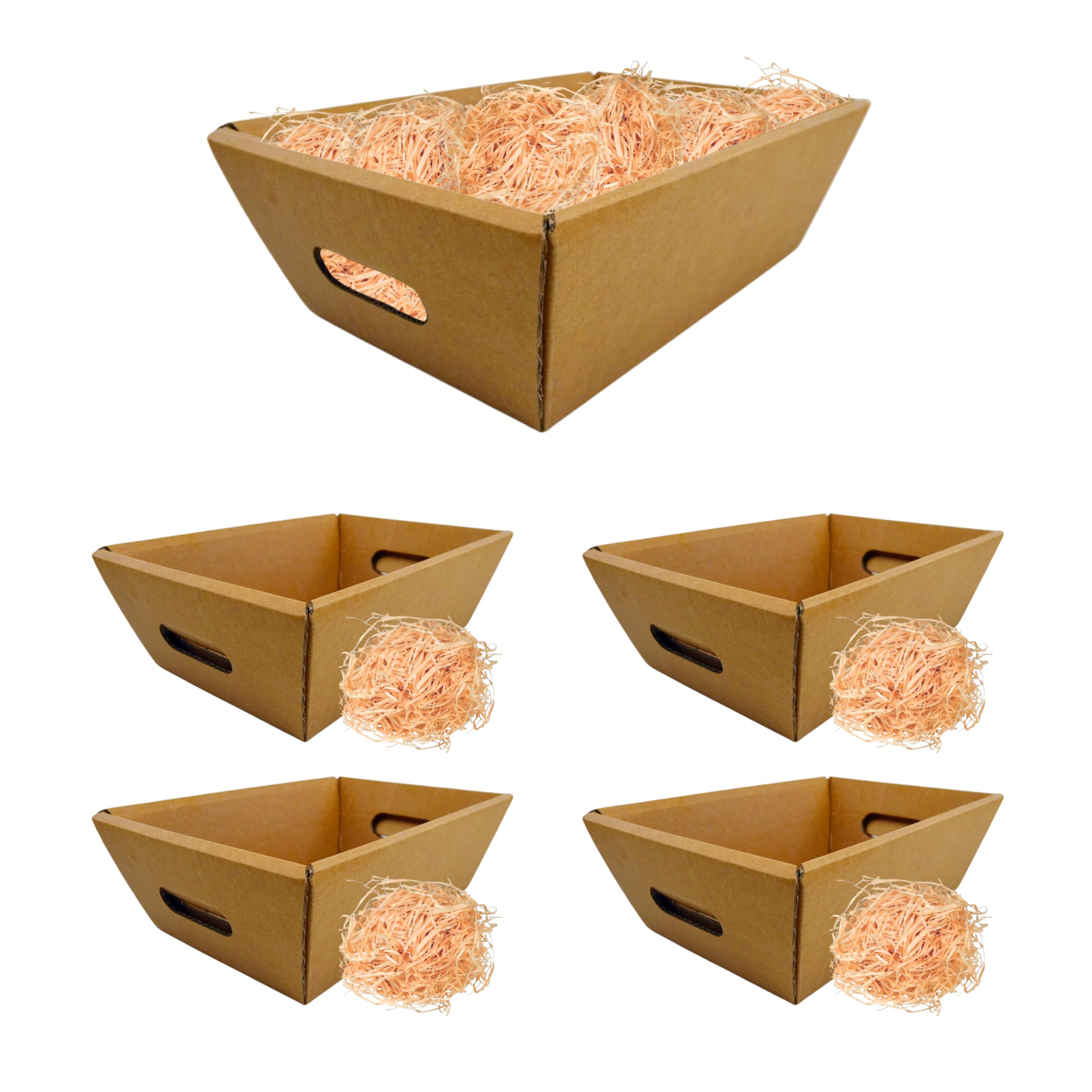 5 cestas de regalo vacías 34x23x11 cm con 200 g de papel de pino, caja de cartón sin tapa, personalizados para cumpleaños, Navidad, Pascua, San Valentín y fiestas