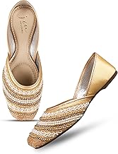 JM LOOKS Stylish Embroidered Jutti For Women/Girls | Embellished Stone Work Jutti | Wedding Bellies | Women Ethnic Shoe Traditional Mojari | Kolhapuri/Jaipuri/Punjabi Jutties |