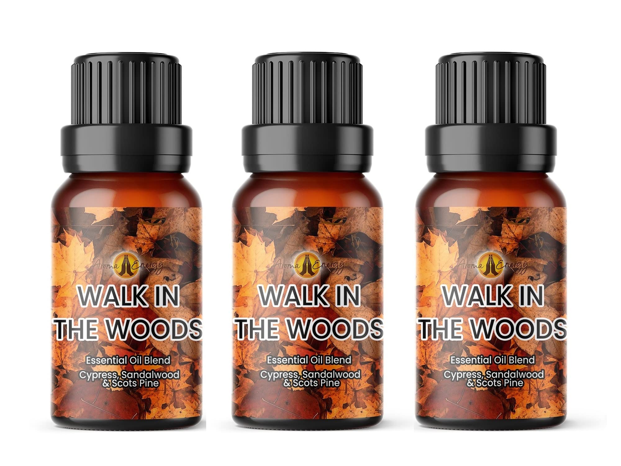 Aroma EnergyWalk in The Woods Essential Oil Blend - 30ml (3 x 10ml Bottles) - Contains Cypress, Sandalwood & Scots Pine - 100% Pure & Natural
