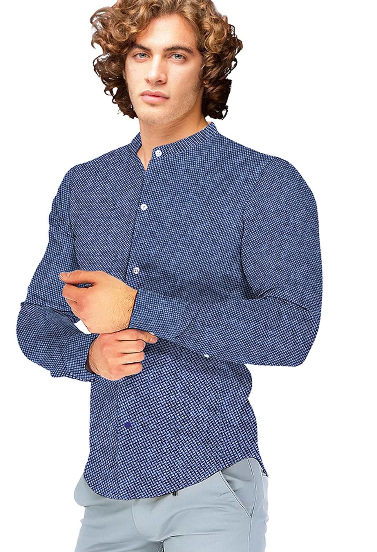 Kiosa - Camisa de Lino para Hombre, diseño 15, Talla