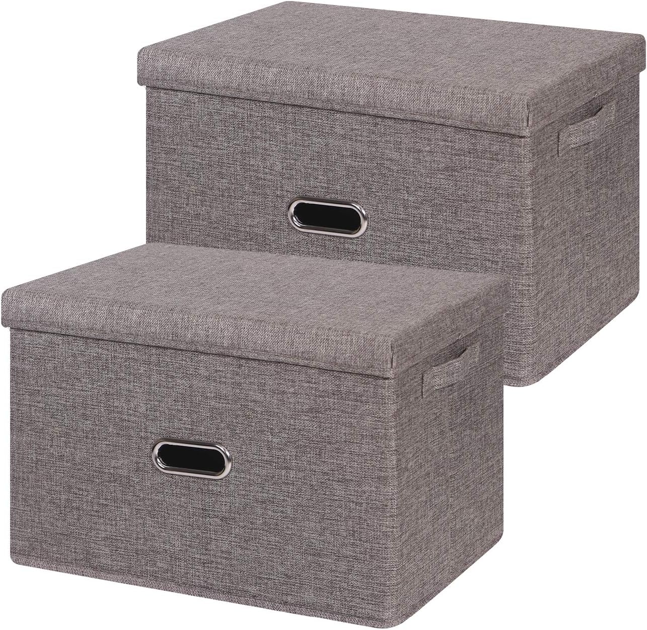 Large Foldable Storage Box with Lids [2Pack17.7x11.8x11.8] , Fabric Storage Cube Organizer cloth Containers Linen Bins Baskets for Closet Clothes Clothing Nursery Kids Room Toys Baby Products Bed Room