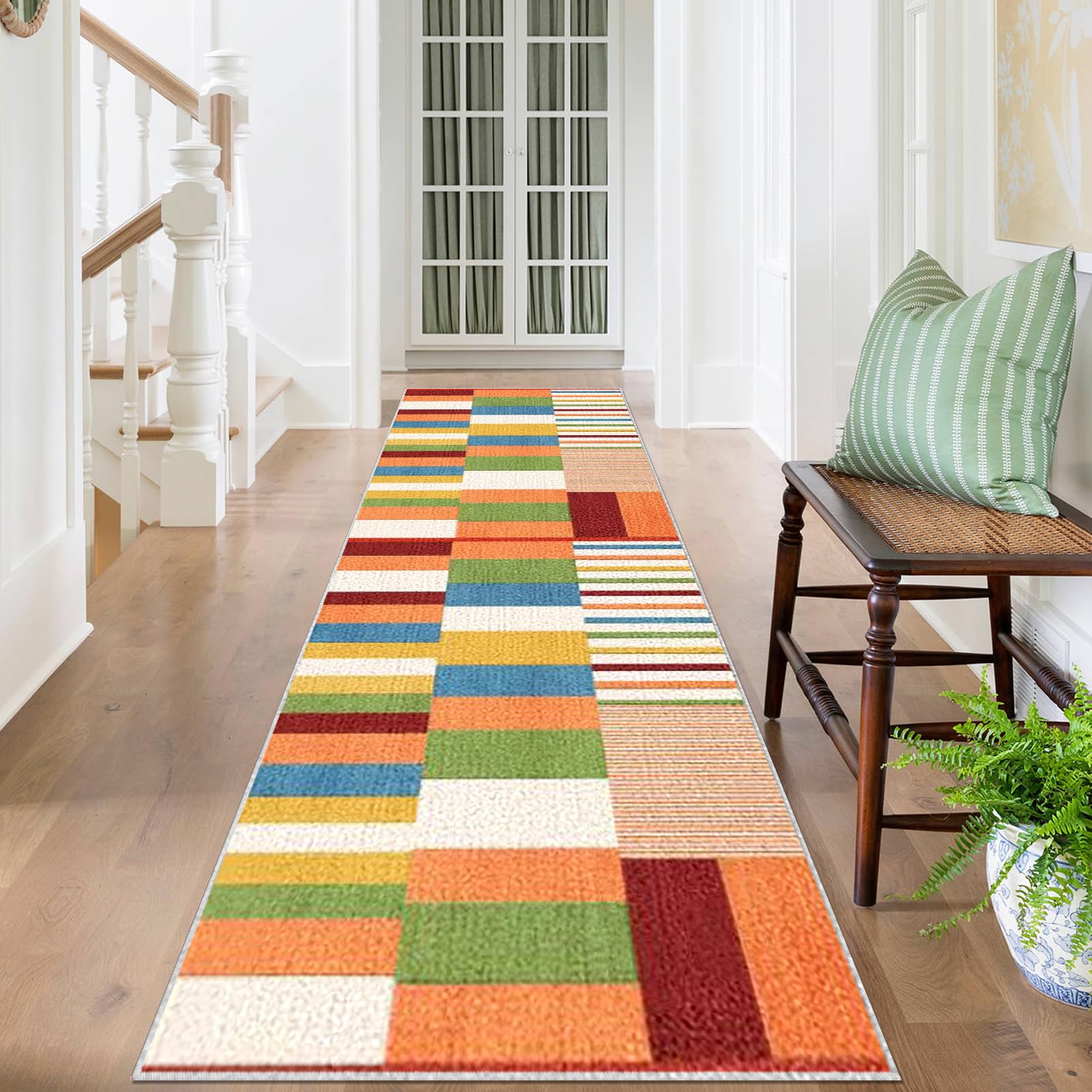 Dywan do korytarza 60 x 120 cm antypoślizgowy dywanik kuchenny zmywalny długi dywan do sypialni krótkie włosie wąski długi dywan wejście do salonu mata chłonna