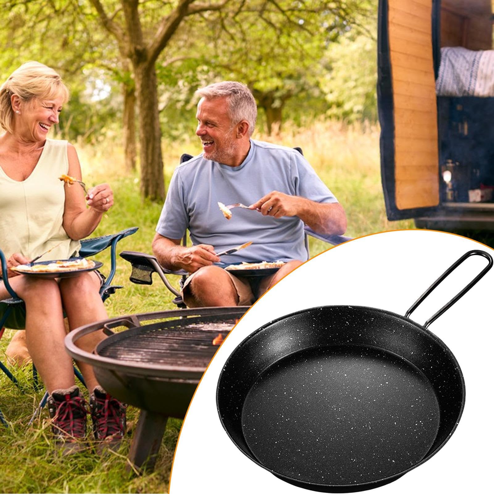 Poêle à frire de camping - Compacte - 20 cm - Anti-adhésive - Avec poignée pliante - Pour cuisinière, cuisine, , pique-nique et extérieur