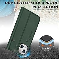 Vista 6 de SHIELDON Funda para iPhone 13, funda plegable de piel auténtica con función atril con bloqueo RFID, ranuras para tarjetas, funda magnética a prueba