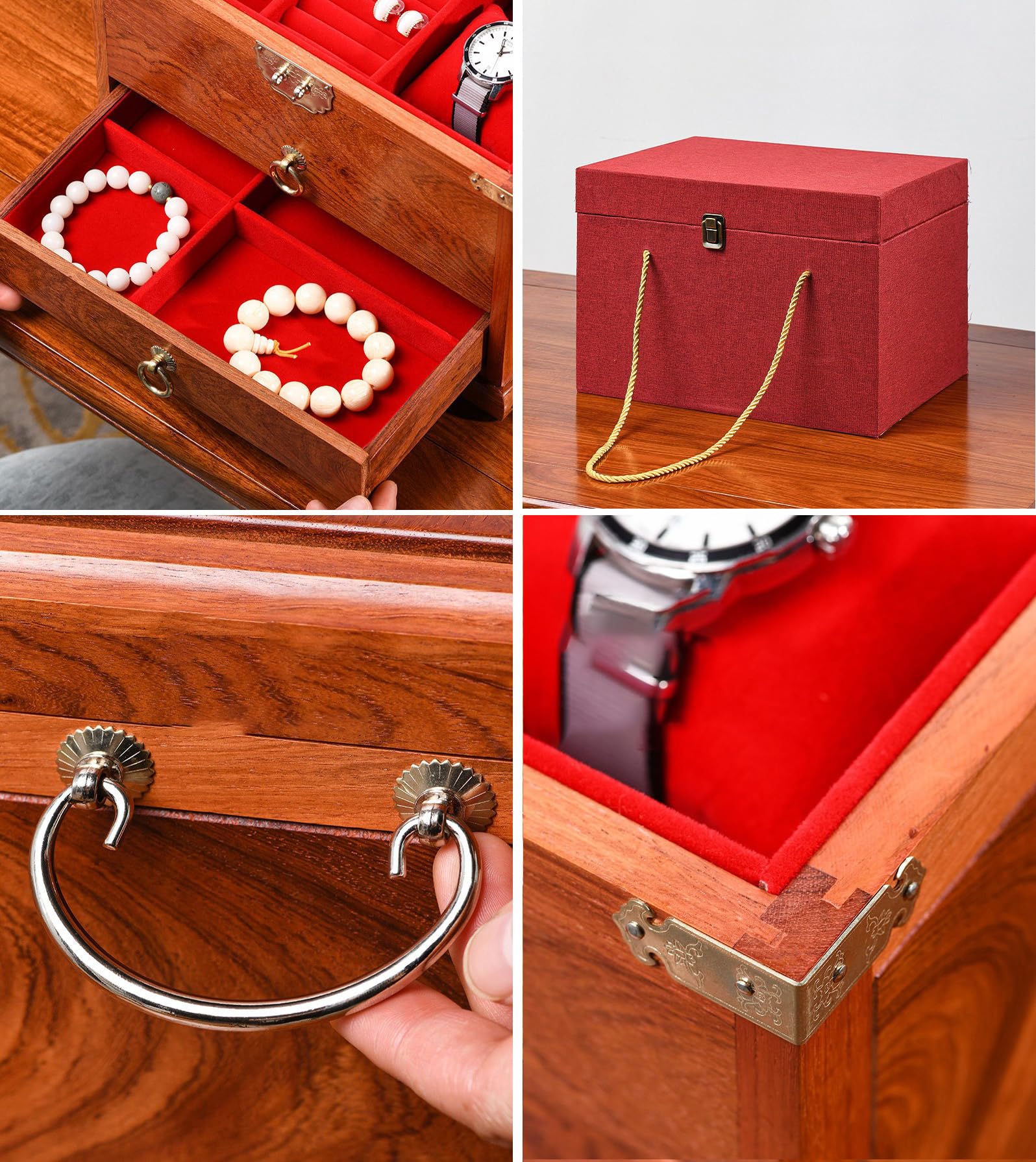 Wooden Jewelry Box Organizador para Anillos, Collares y Regalos