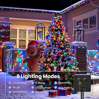 KENTA Solar Christmas Lights Outdoor 6 Pack 240FT 600 LED Solar String Lights with 8 Lighting Modes Waterproof Fairy Tree Lights for Yard Garden Patio Tree Christmas Decoration (Multicolor)