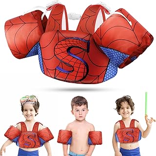 Vvinca Separable Toddler Swim Vest Fit 22-66 Lbs(2-6 Years)| 3 in 1 Toddler Floaties Pool Float & Arm Bands Boys and Girls, Adjustable Sturdy Safety for 2 3 4 5 6 Year