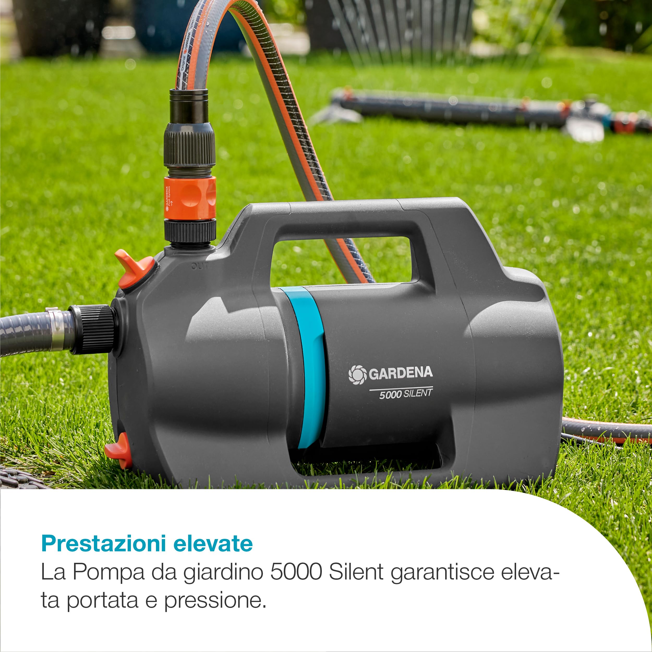 Gardena Pompa da Giardino 5000 Silent Pompe: 26% di portata in più a parità di consumo energetico rispetto al modello precedente*, Tecnologia silenziosa (9080-20 9080-62 9080-61 9080-52)