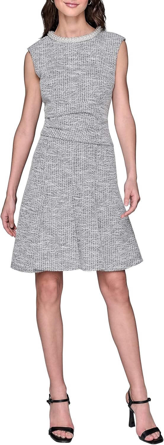 Karl Lagerfeld Women's Flare Skirt Sleeveless Stretch Dress