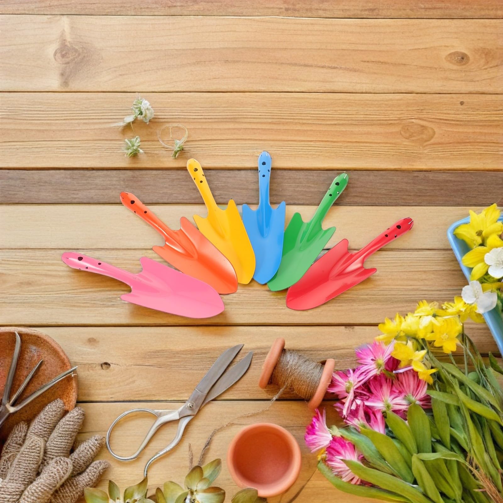18 Stück Kleine Gartenschaufel aus Eisen mit Ergonomischem Griff und Verschleißfest für Gartenbeete und Erde im Außenbereich und Beim Pflanzen zu Hause