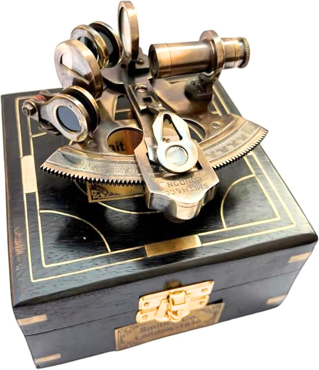 Vintage Brass Sextant Kelvin and Hughes 1930 – Nautical Navigation Instrument with Wooden Box by Smith & Co London Maritime Collectible Educational Gift