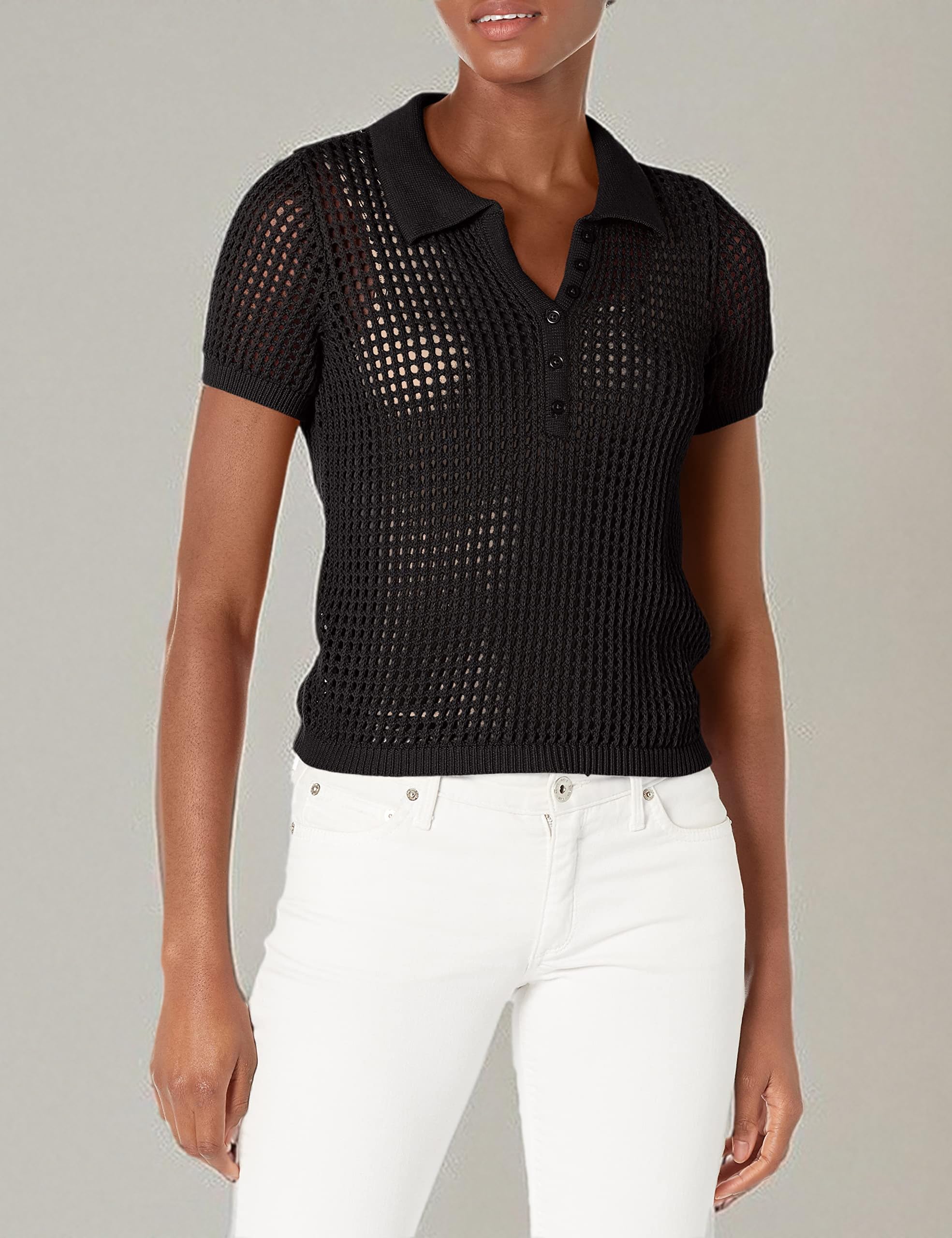 Calvin Klein Cj2r0895-blk-grande Camisa Abotonada, Negro, L para Mujer