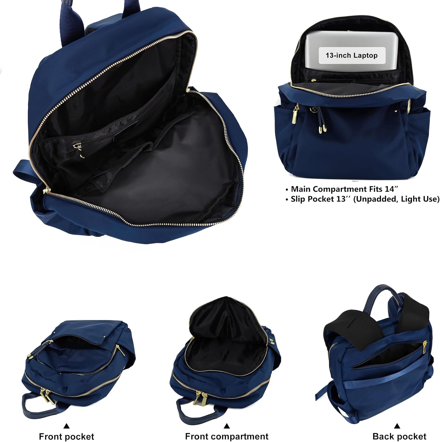 M-ioi-M Fashion Backpack Purse for Women, Nylon Daypack with Gold Hardware image 3