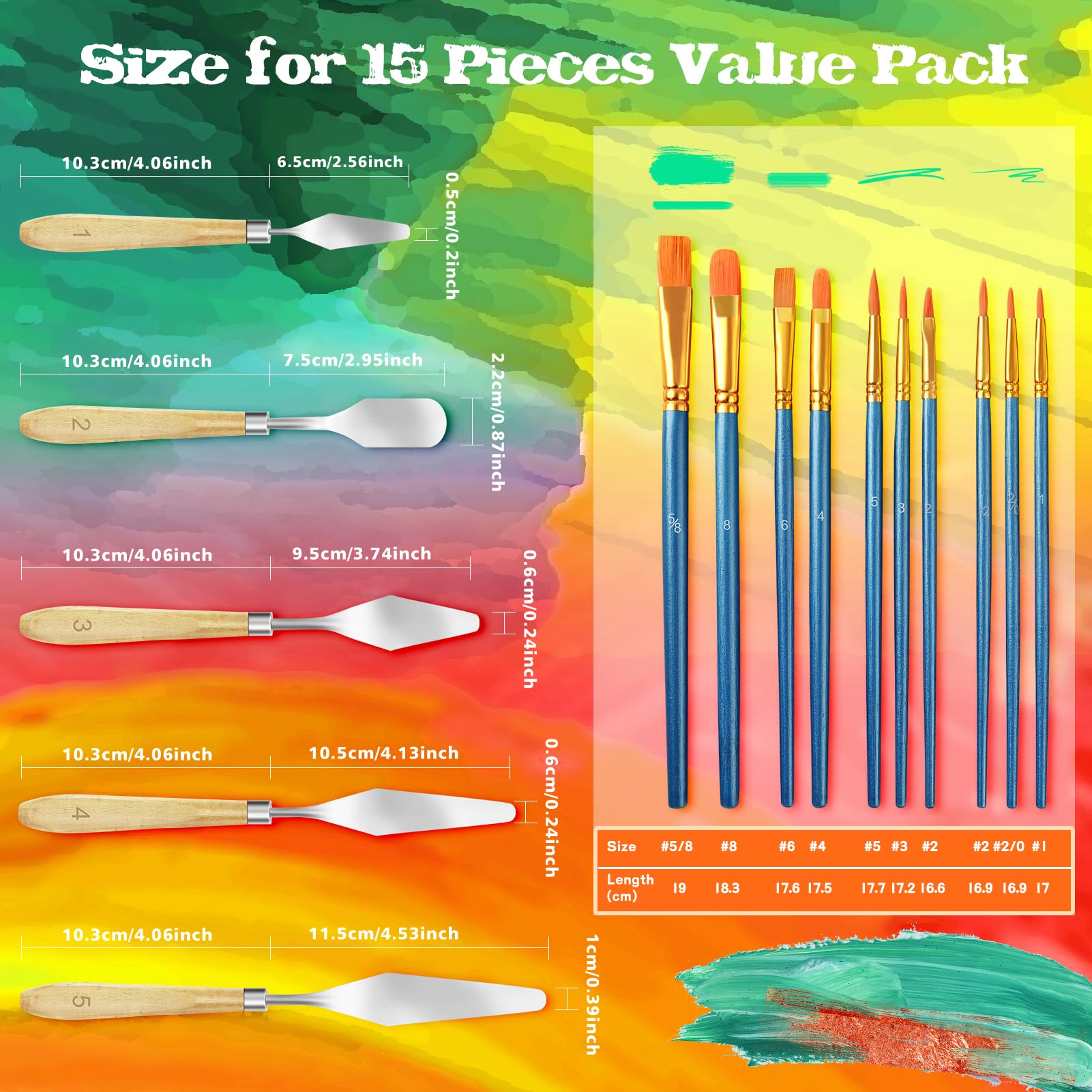 15-teiliges Palettenmesser Set - Professionelle Spachtel Für Künstler Und Hobby-Maler