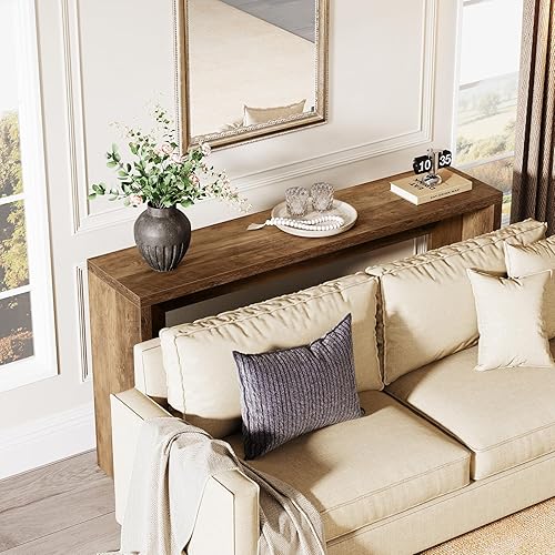 Miniatura 4 de Tribesigns Mesa consola de granja, mesa de sofá de madera de 55 pulgadas con almacenamiento para entrada, vestíbulo, pasillo, sala de estar, fácil