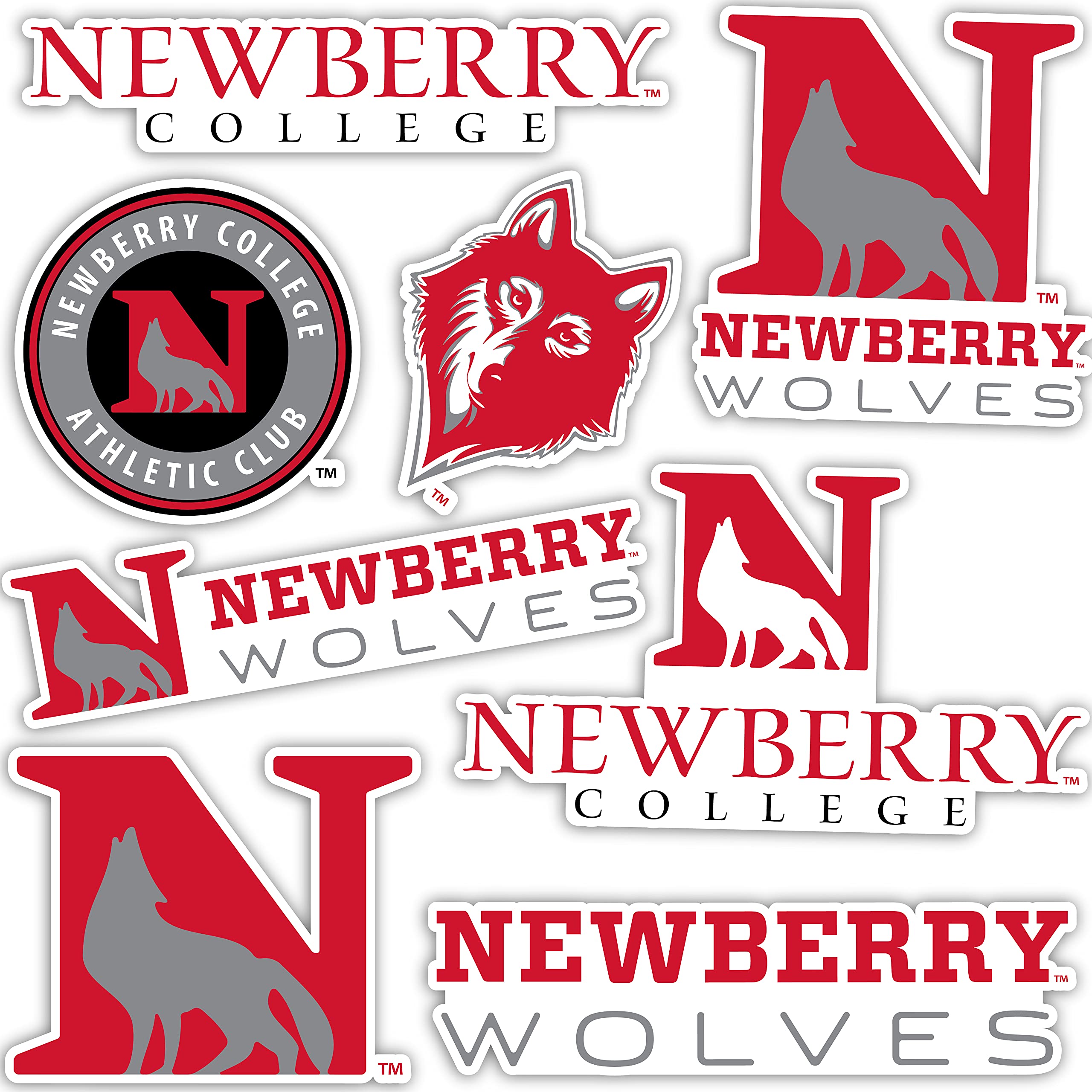 Newberry College NCAA Sticker Sheet - 8 Vinyl Decals For Laptop, Water Bottle, Car (8.5x11 Inch)