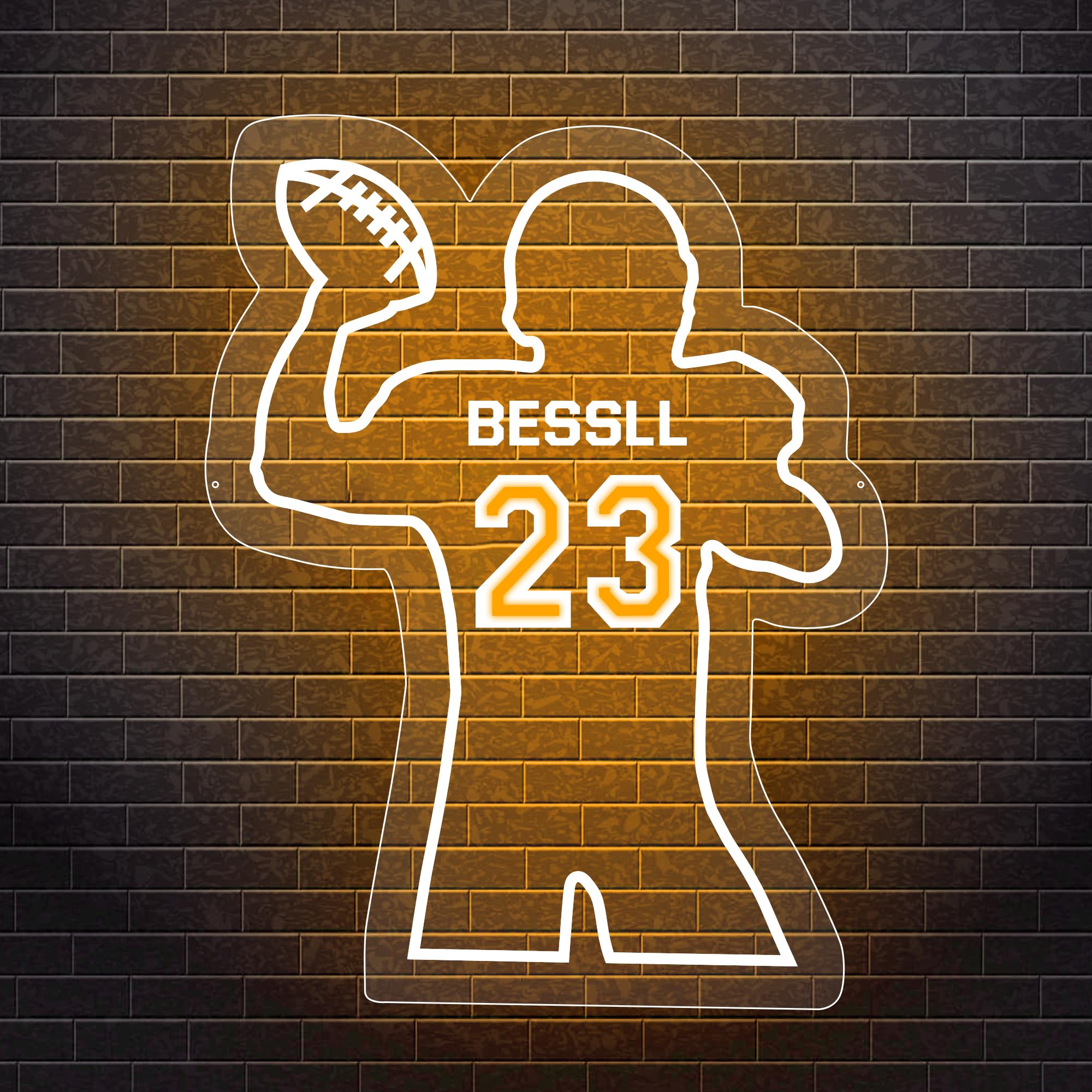 Personalized Football Player Neon Sign Custom Name Number Football Neon Light Sign for Sport Night Light LED Football Name Neon Signs Football Neon Wall Signs Christmas Birthday Football Gifts