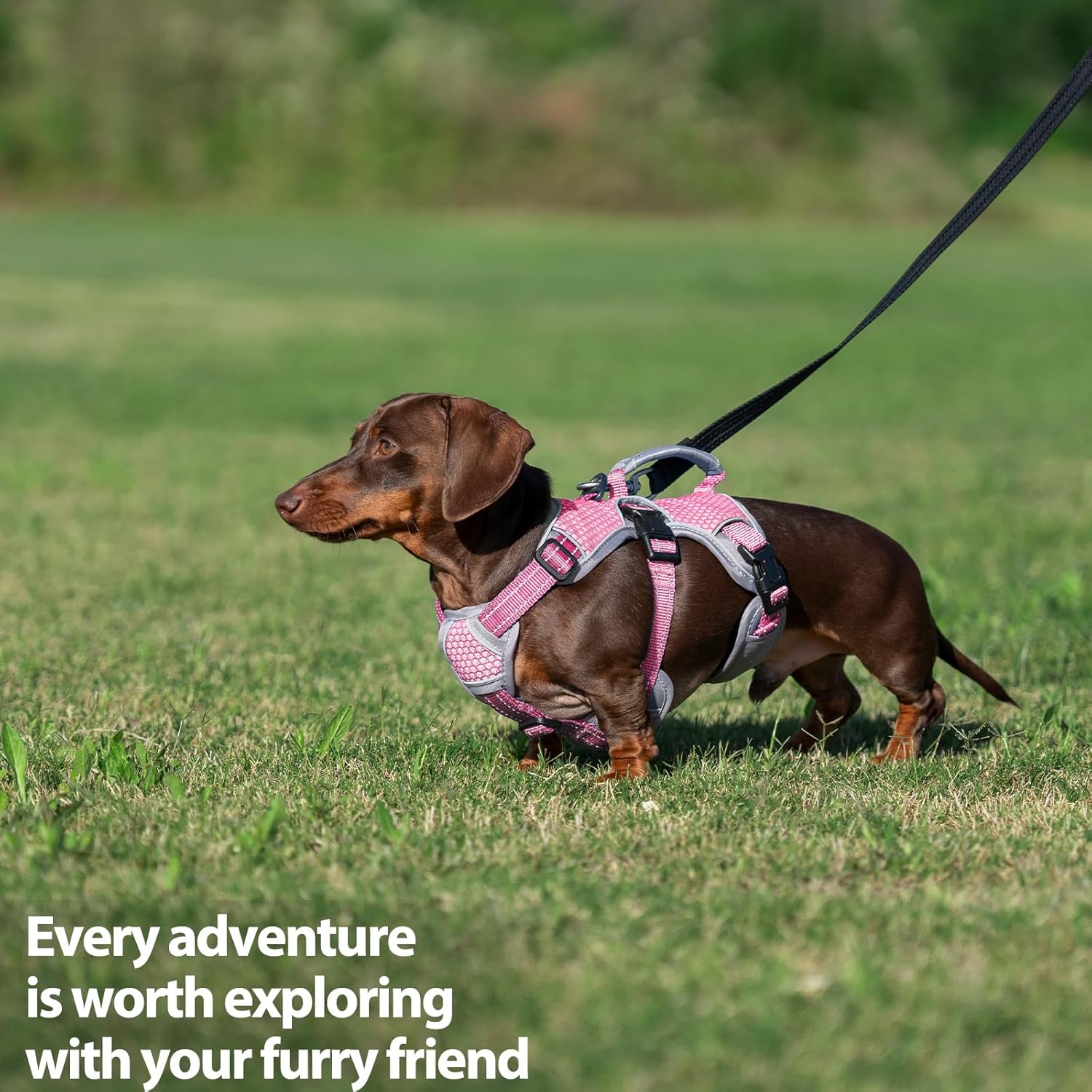 Huntboo Escape Proof Dog Harness, Escape Artist Harness, Reflective Dog Harness with Handle, Durable,Adjustable Vest for Small Medium Large Dogs Walking, Training, and Running Gear(Pink,M)