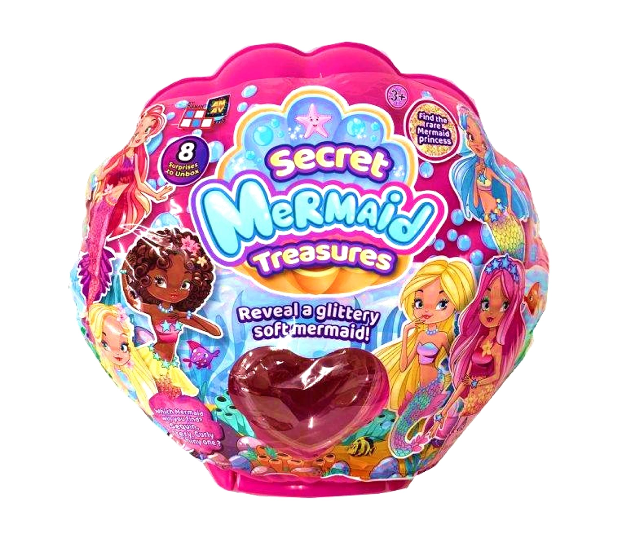 Treasure Mermaid Surprise Doll Set, Includes Mermaid Doll, Shell, Marine Pet, Jewelry, Hair Accessories, Glitter Tattoos & More, Underwater Fantasy Playset