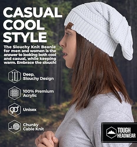 Miniatura 8 de Slouchy Cable tejido Gorro de lana por Tough HeadwearGorro de lana de gran tamaño Sombreros Gorros Graves Sombreros Para Hombres y Mujeresperfecto