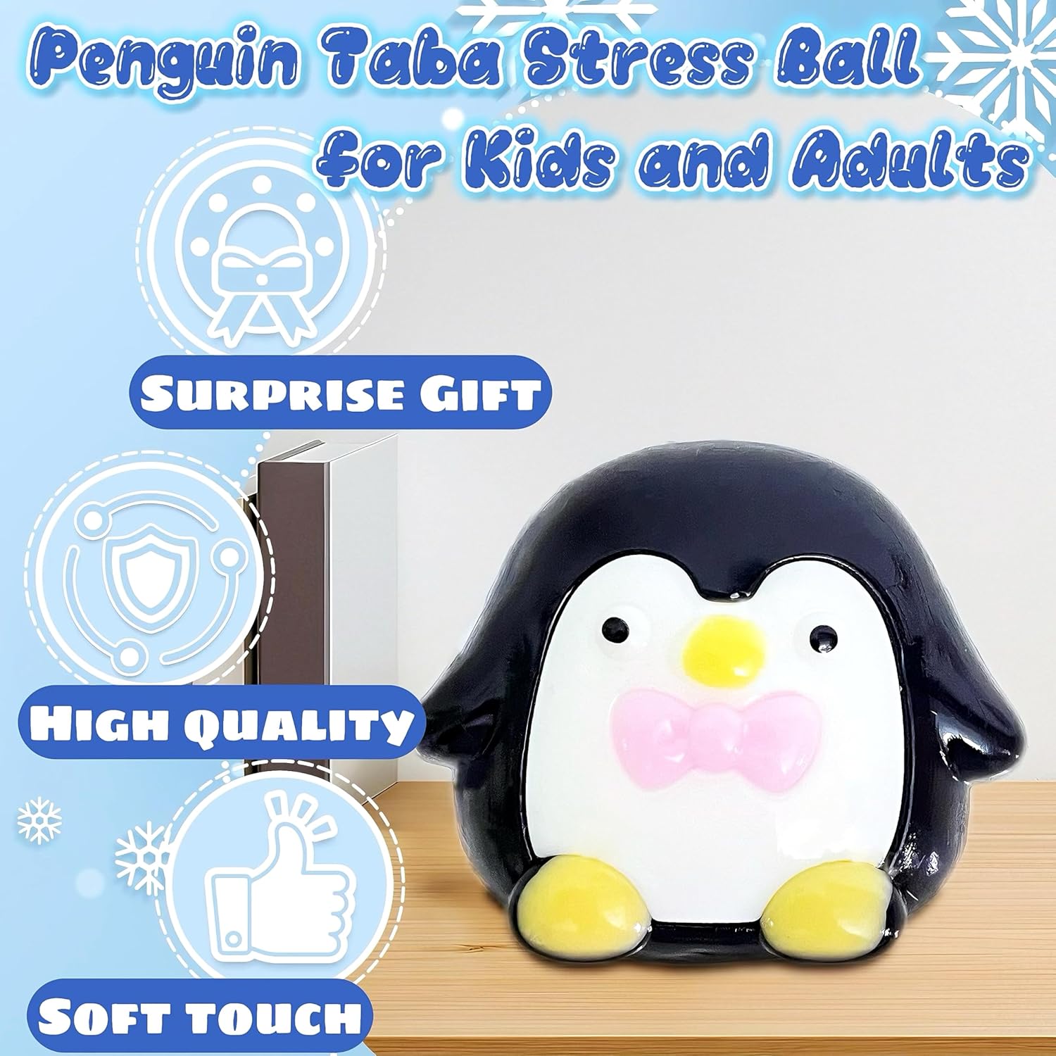 Cute Penguin Taba Squishy, Penguin Stress Ball FuFu Squishy Toys for Kids, Kawaii Squishies, Stretchy Animals Squeeze Balls Taba Sensory Toys for Boys, Girls, Party Favors