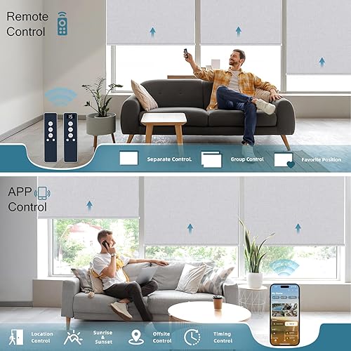 Miniatura 3 de Bouvardia - Persiana enrollable motorizada, 100 % opacas, funciona con Apple Homekit, Alexa, Google Home, control remoto, persianas eléctricas con