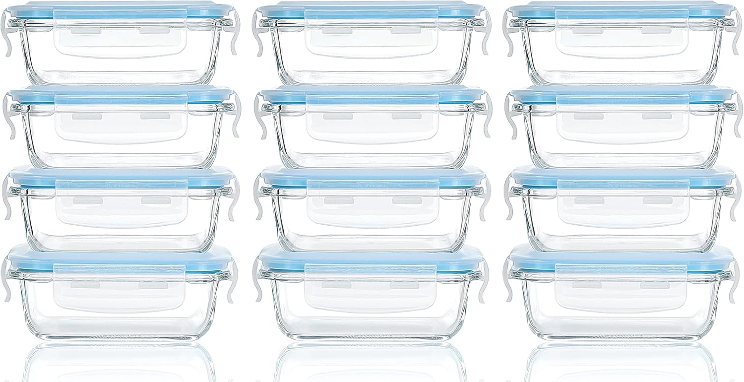 M MCIRCO [12Pack, 6.3oz] Small Glass Food Storage Containers, Small