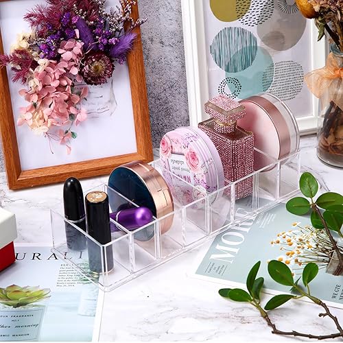 Miniatura 6 de Tuanse Organizador compacto de maquillaje acrílico, 4 unidades, desmontable, 8 espacios, organizador de cajones de tocador transparente, paleta de