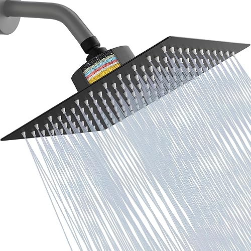 Miniatura 12 de Cabezal de ducha filtrado, cabezal de ducha de lluvia de alto flujo de acero inoxidable con cartucho de filtro de agua dura de 15 etapas para