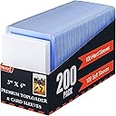 TRUGQ 200 Card Sleeves Toploads for Cards,3" x 4" Baseball Card Protectors,Premium Standard Size Trading Hard Plastic Card Holder for Sports Football Cards(100 Hard Protectors +100 Soft Sleeves)