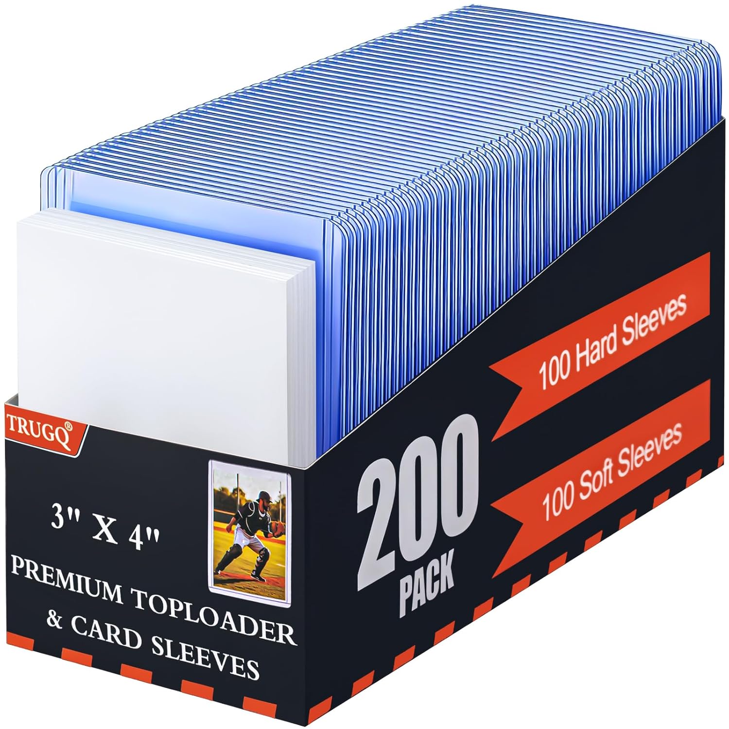 200 Card Sleeves Toploads for Cards 3 x 4 Baseball Card Protectors Premium Standard Size Trading Hard Plastic