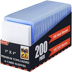 TRUGQ 200 Card Sleeves Toploads for Cards 3 x 4 Baseball Card Protectors Premium Standard Size Trading Hard