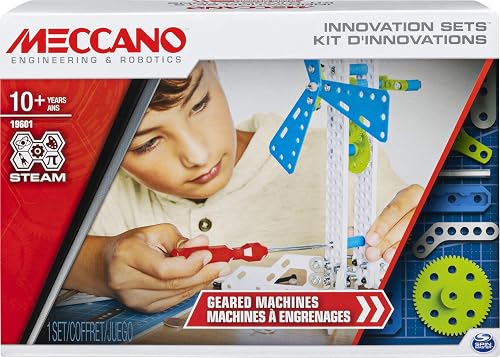 Meccano 6047097 - Kit de invenciones con Engranajes, con 2 Herramientas y 1 Perforadora Maker Tool