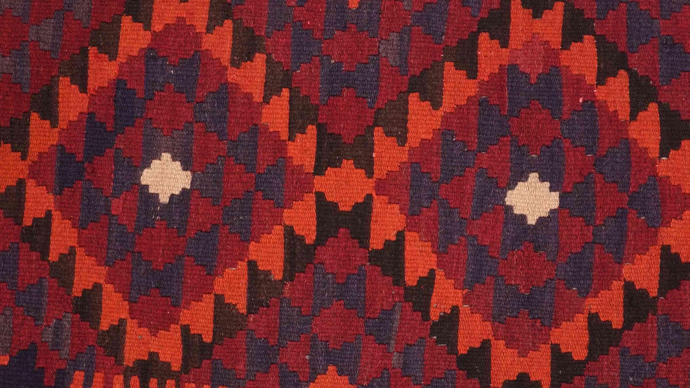 Kelim Afghan Maimana Tapis tissé à la main Marron géométrique Fait main 1 100 x 190 cm