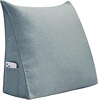 Vista 8 de Johnear Almohada triangular para cabecero, almohada de cuña de algodón y lino, almohada grande para respaldo de lectura para sofá y cama, soporte