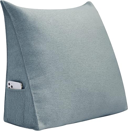 Miniatura 9 de Johnear Almohada triangular para cabecero, almohada de cuña de algodón y lino, almohada grande para respaldo de lectura para sofá y cama, soporte