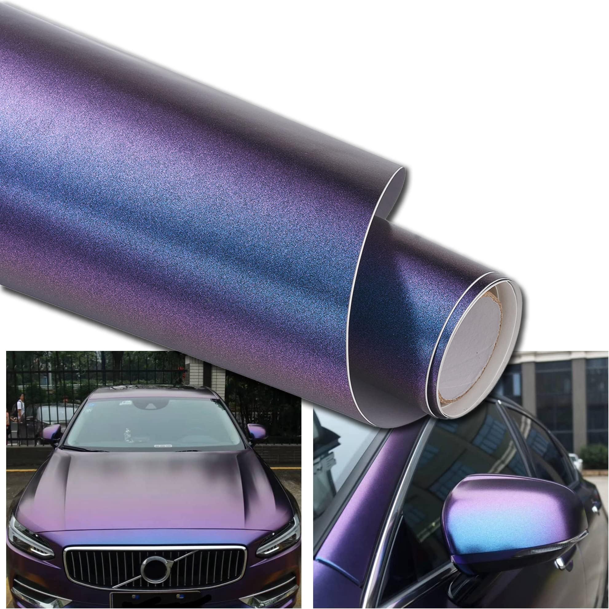 Purple to Charming Blue Matte Metallic Chameleon Vinyl Wrap Color Change DIY Car Wrap Vinyl Film, 11.8'' x 7.87''