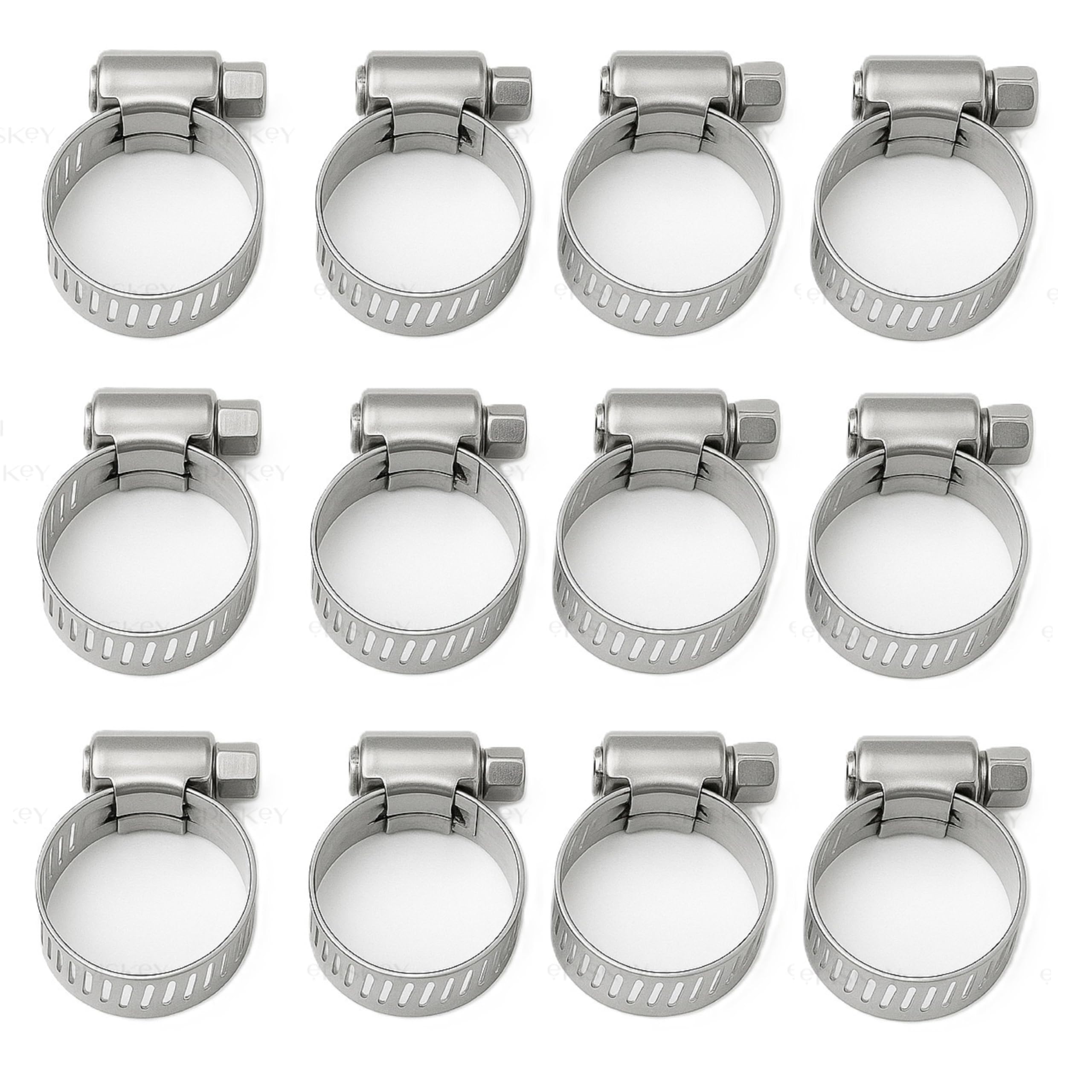 EPISKEY® Stainless Steel Hose Clamps | Adjustable Worm Drive Pipe Clips 13–19mm | Leak-Proof Gas Stove & Plumbing | Safety Clips PACK OF 12 [12_CLMP]