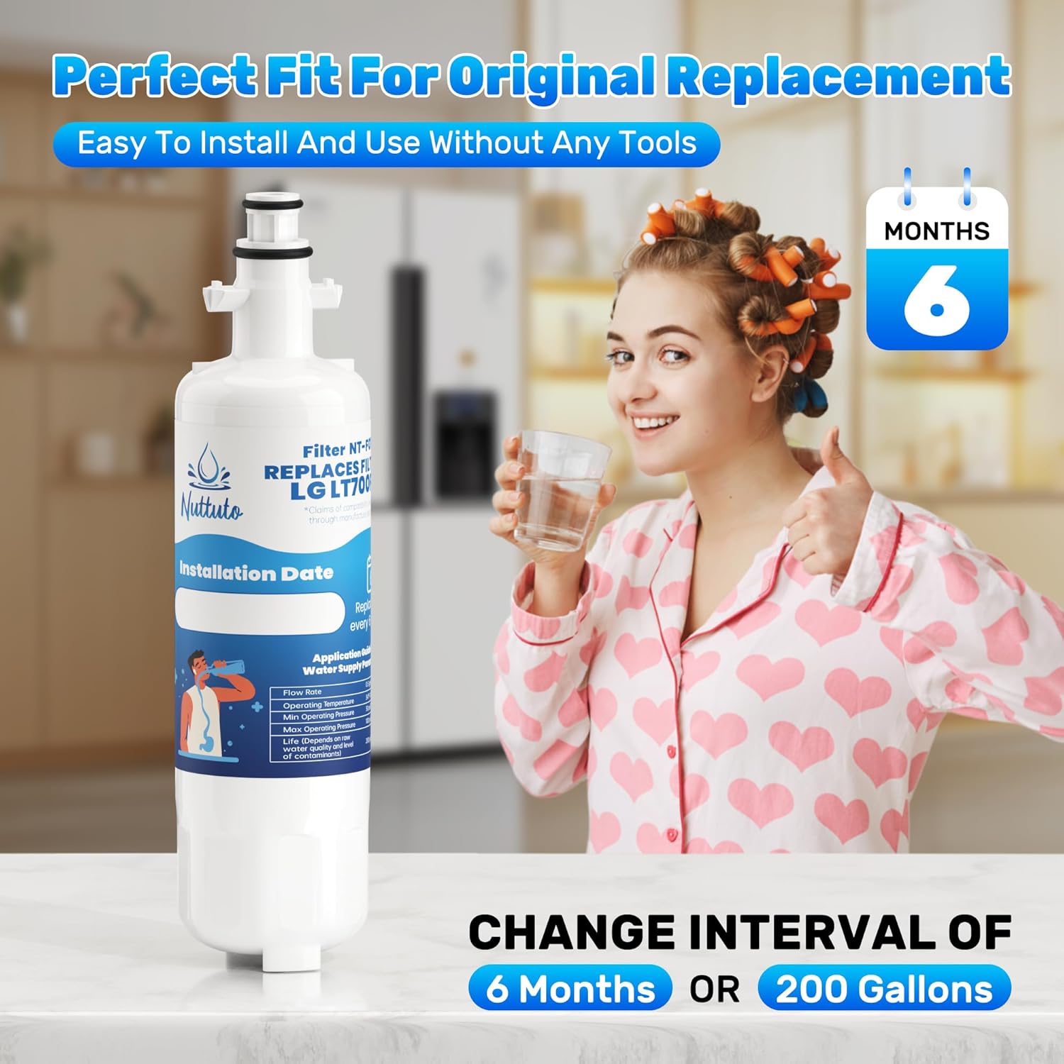 Water Filter Replacement Compatible with LG LT700P, Kenmore Elite 9690, ADQ36006101, ADQ36006102 and LFXS30766S, 1 Pack, by NUTTUTO image 5 of 7 B0DJ8M77VQ