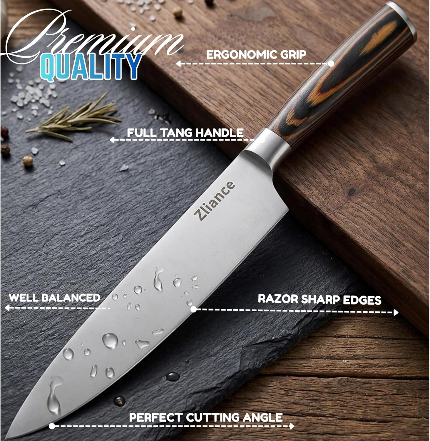 8 Inch Chef Knife – Professional Kitchen Knife, Stainless Steel Blade, Pakkawood Handle Japanese Style Chef’s Knife | Ultra Sharp Kitchen Knife for Meat, Vegetables & Fruits