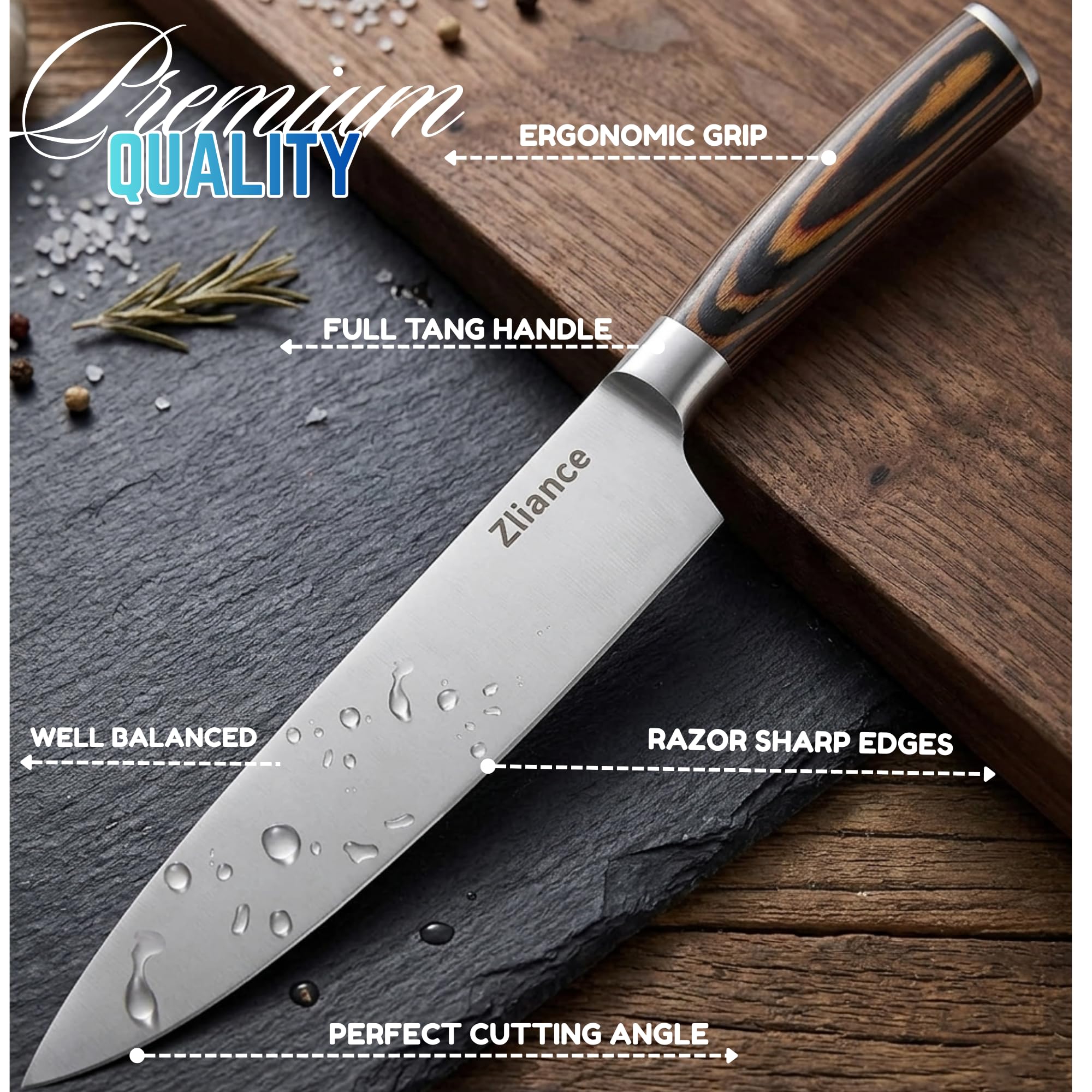 8 Inch Chef Knife, High Carbon Stainless Steel, Pakkawood Handle — Amazon image 3