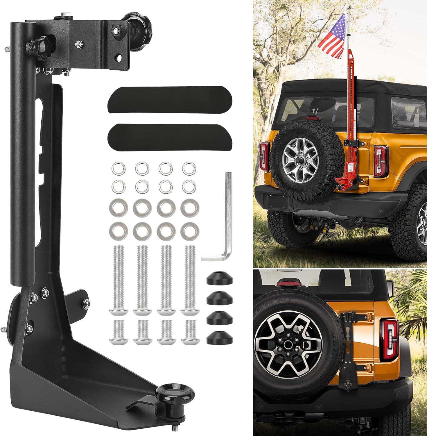 Panoyu High Lift Jack Mount Bracket Kit with Flag Pole