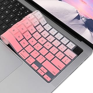 Silicone Keyboard Cover Skin for MacBook Air 15.3" 13.6 inches A2941 A2681 M2 Chip Released in Jun. 2023 US Layout Ultra Thin Non-Slip Protector Accessories (Gradient Pink)