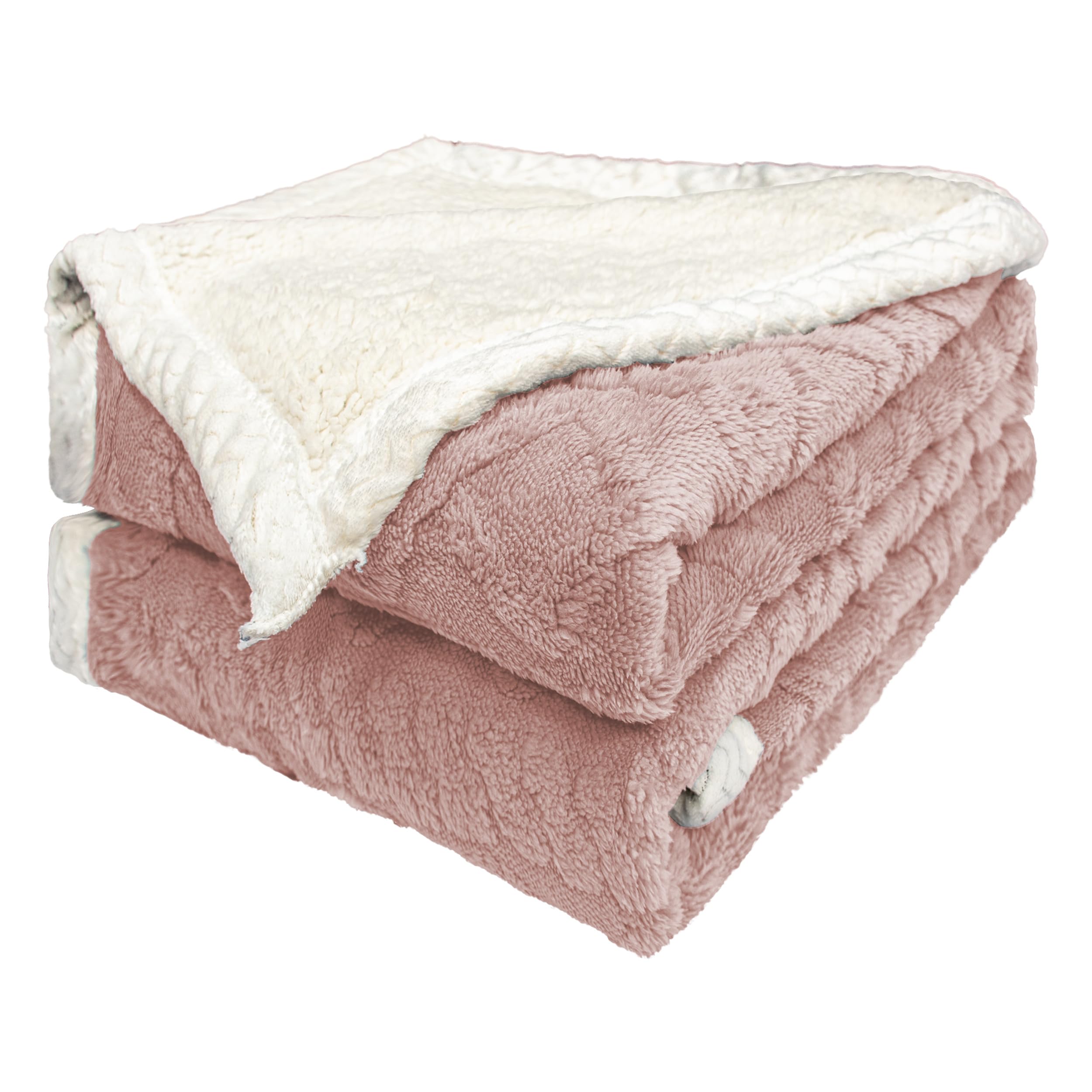 BESCH Manta Sofá Borreguillo Sherpa Invierno 220x240cm - Mantas Polar Doble Capa Extra Suave, Caliente y Gruesa (Rosa Palo)