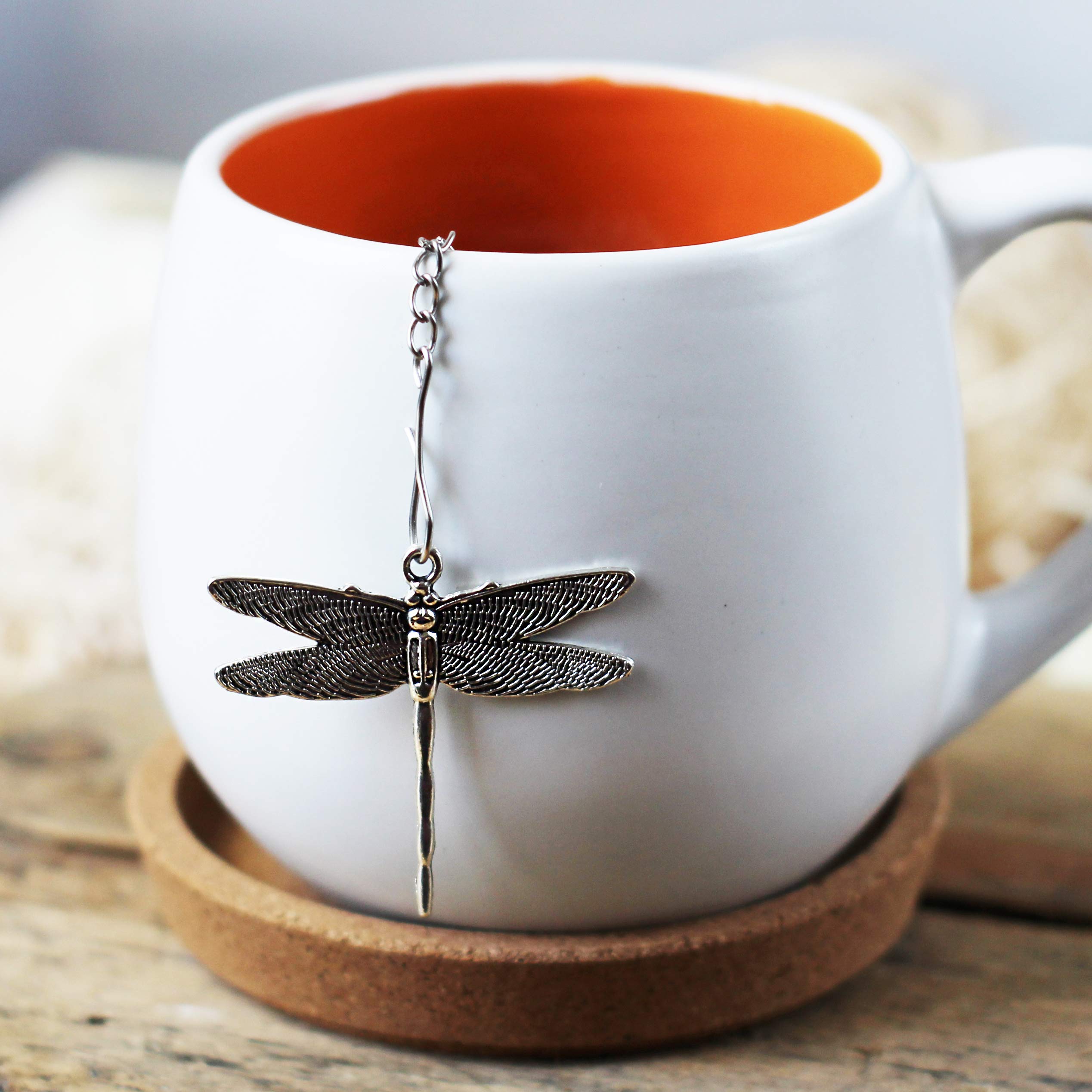 Dragonfly tea strainer for loose leaf tea, Tea infuser with insect charm, Tea Steeper with Dragonfly