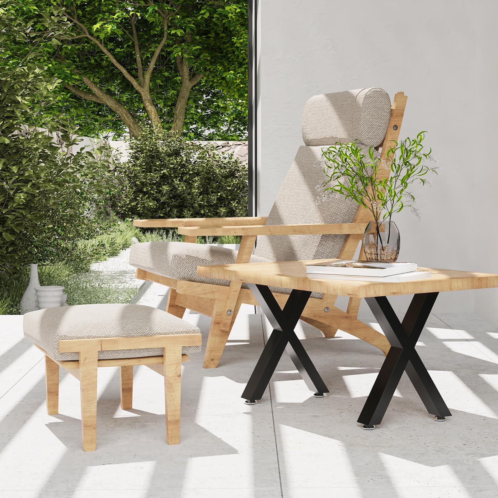 GUOHNHE Gambe per Tavolo in Acciaio, Set di 2 Industriale DIY per Base per Mobili, Può Sopportare un Carico di 500kg, Adatto per Panche, Tavolini da Caffè, X-Tipo, Nero, 42 x 30 x 8 cm, SGX001B