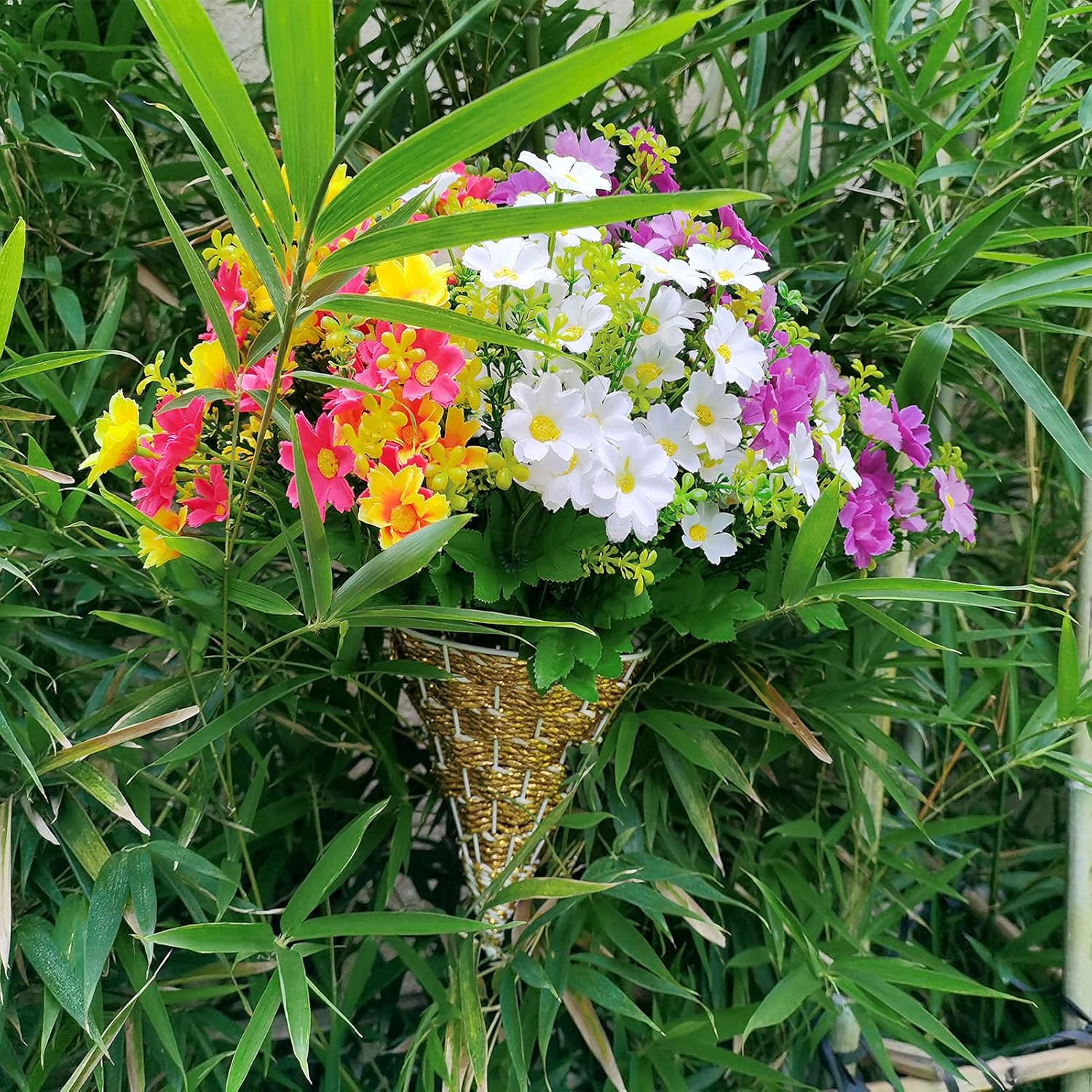 EverWin Artificial Fake Flowers Daisies Arrangements Bouquet for Home Decoration Table Centerpiece - Silk Faux Wild Colorful Flowers Daisies Bulk Bouquets with Stems for Crafts Outdoors : Home & Kitchen