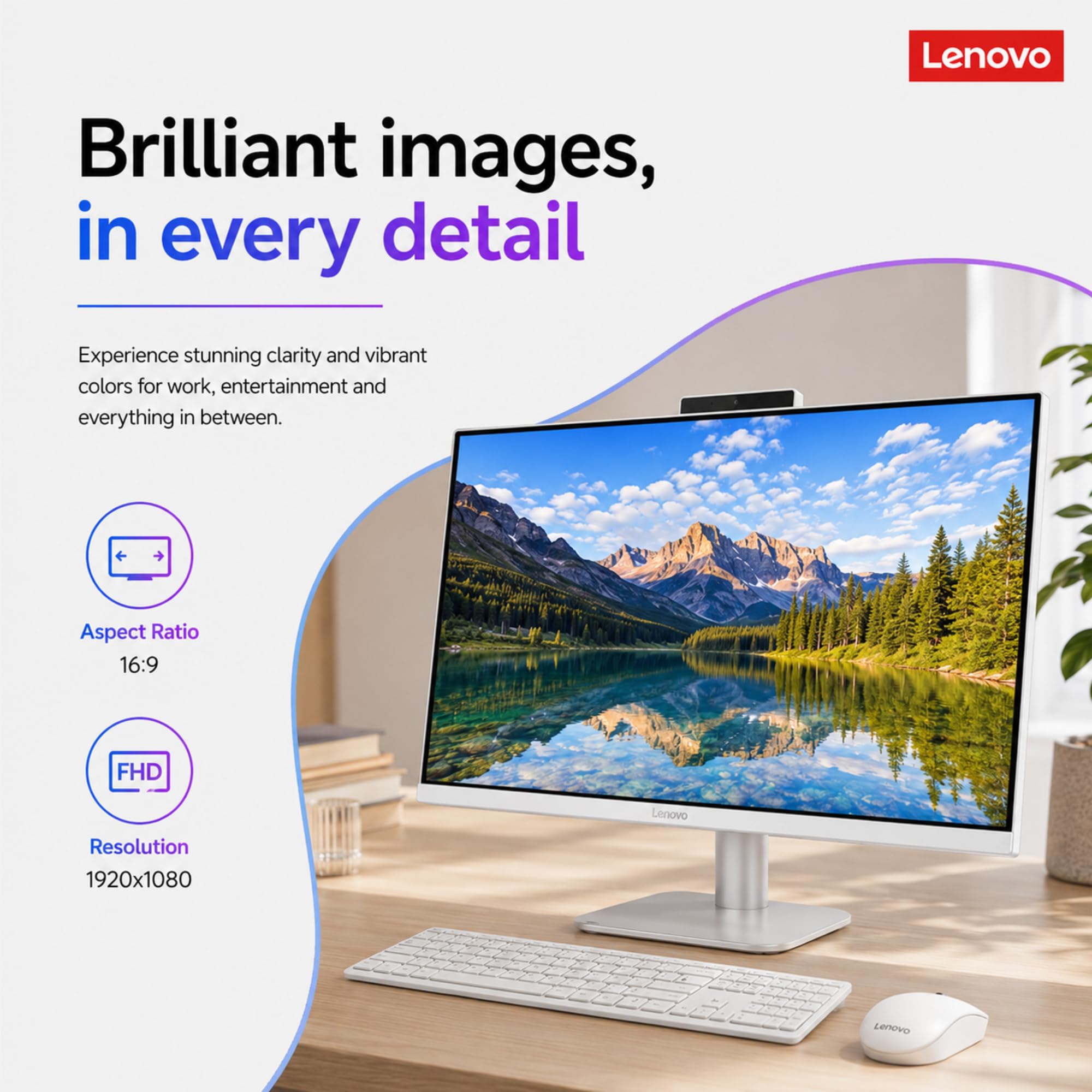 Lenovo IdeaCentre - Computer desktop all-in-one ad alte prestazioni da 61 cm, processore Intel Core i3 a 8 core, 32 GB di RAM, SSD da 1 TB, Office 365 per il Web, KB e mouse wireless, base di ricarica