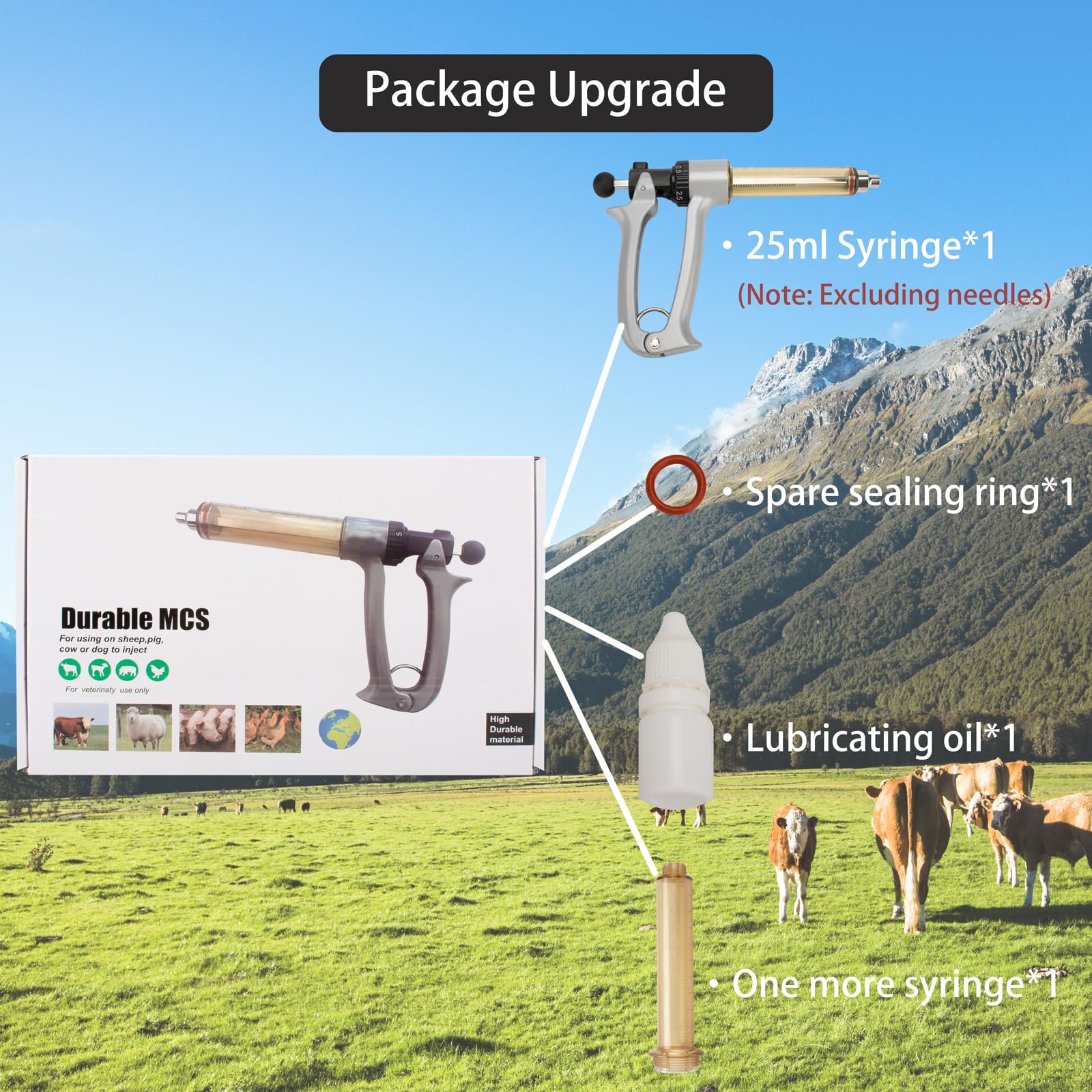 25ML Semi-Automatic Adjustable Injector Syringe (0.5ml to 2.5ml) for Livestock — Amazon image 4